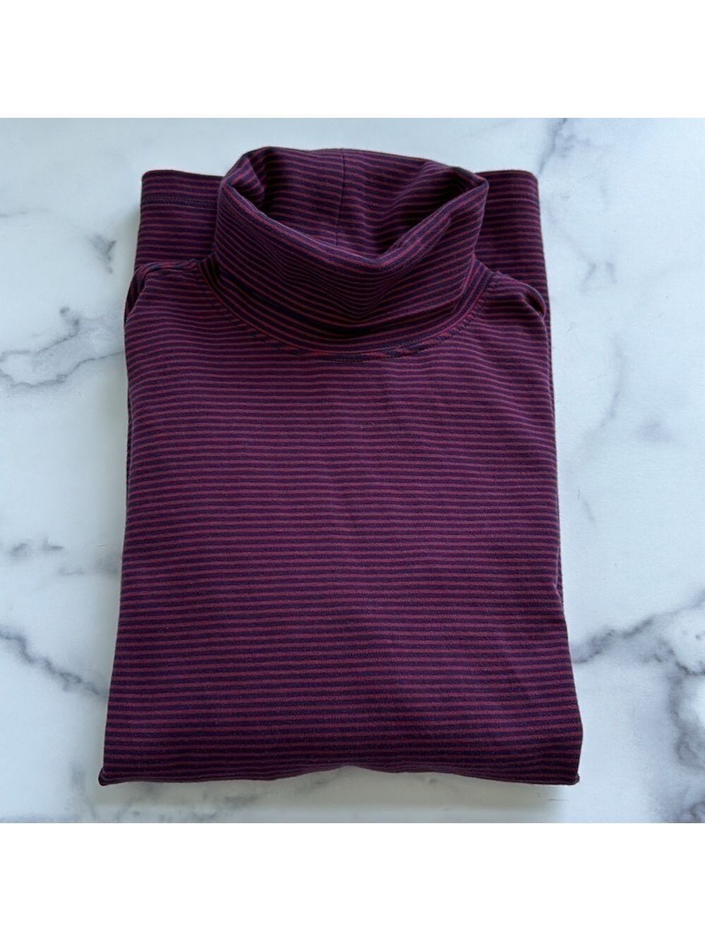 L. L. Bean Turtleneck Shirt Small Striped Stretch Casual XS